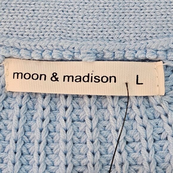 Moon & Madison Light Blue Button-Up Knit Cropped Cardigan Sweater Large - Picture 5 of 10